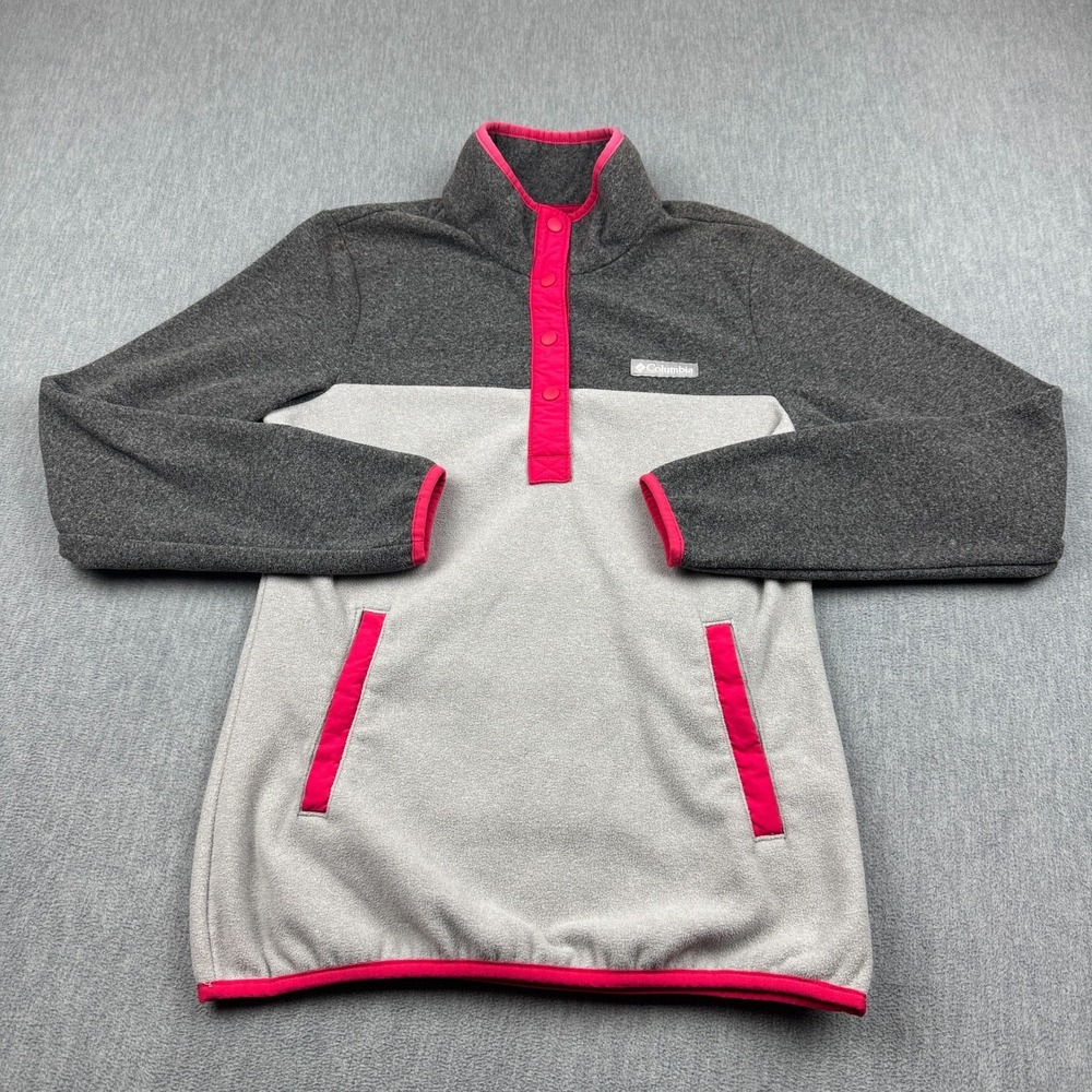 Columbia Jacket Womens XS Gray Pink Foster Creek 1/4‎ Button Fleece Pullover